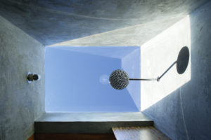 View of Shower Looking up to Skylight