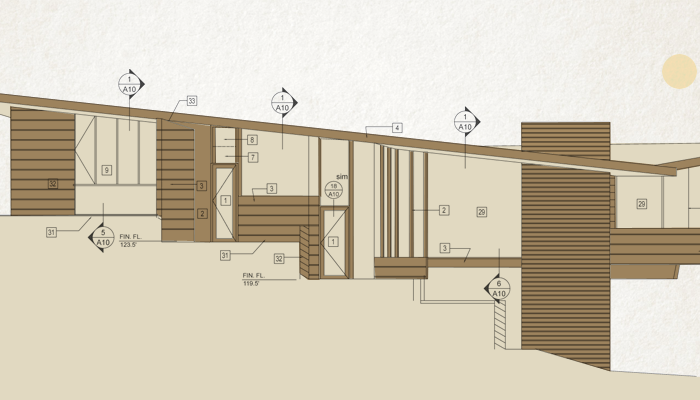 Architectural Drawing Elevation of Tyler-Tangen Residence.